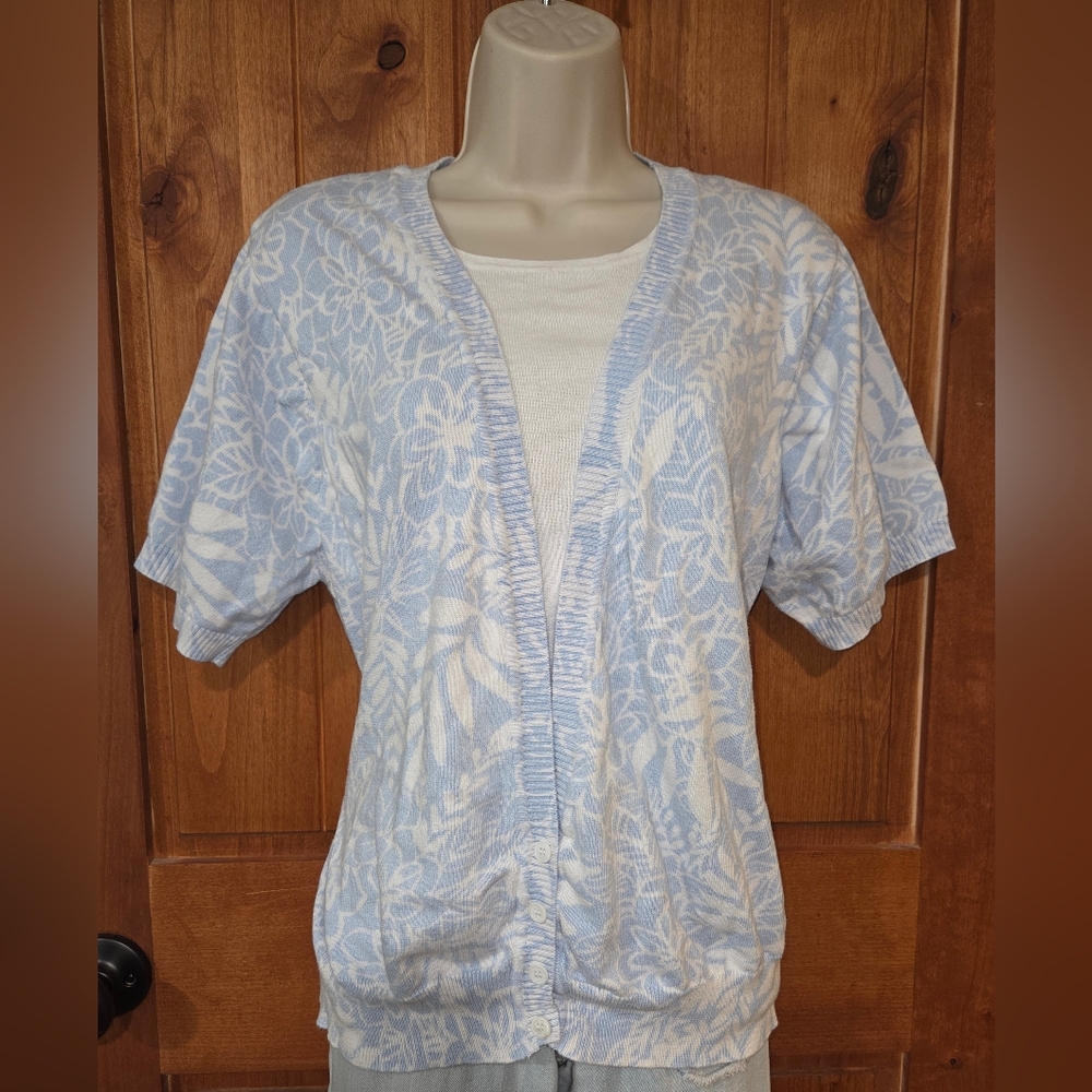 Cathy Daniels Pale Blue & White Knit Cardigan
